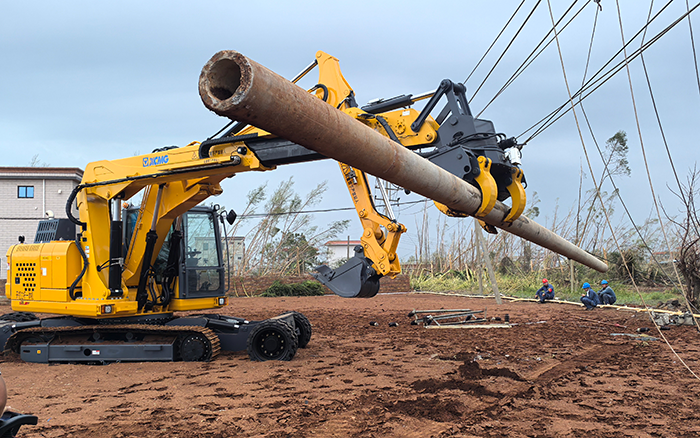 “摩羯”來(lái)襲，徐工開挖立桿一體機(jī)跑贏時(shí)間助力抗災(zāi)復(fù)電搶修